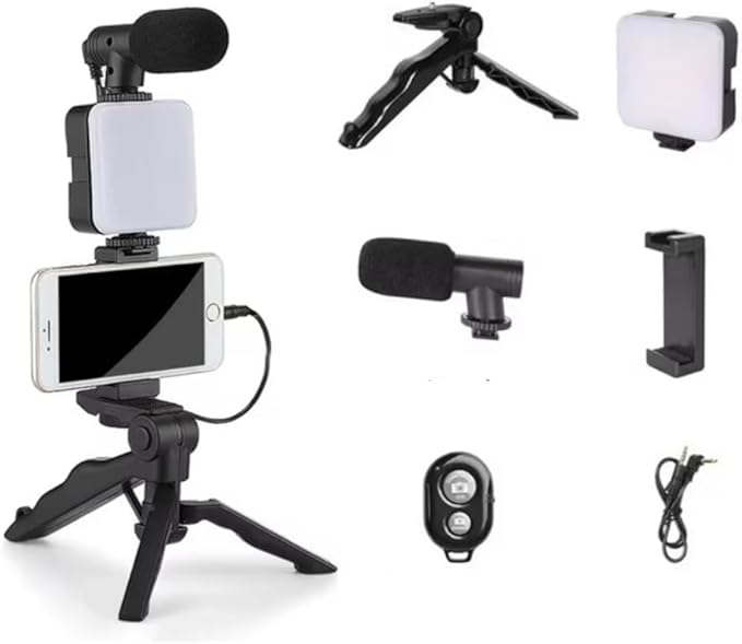 Kit Video Streaming Influence Max ¡Trípode de Celular con Luz y Micrófono!