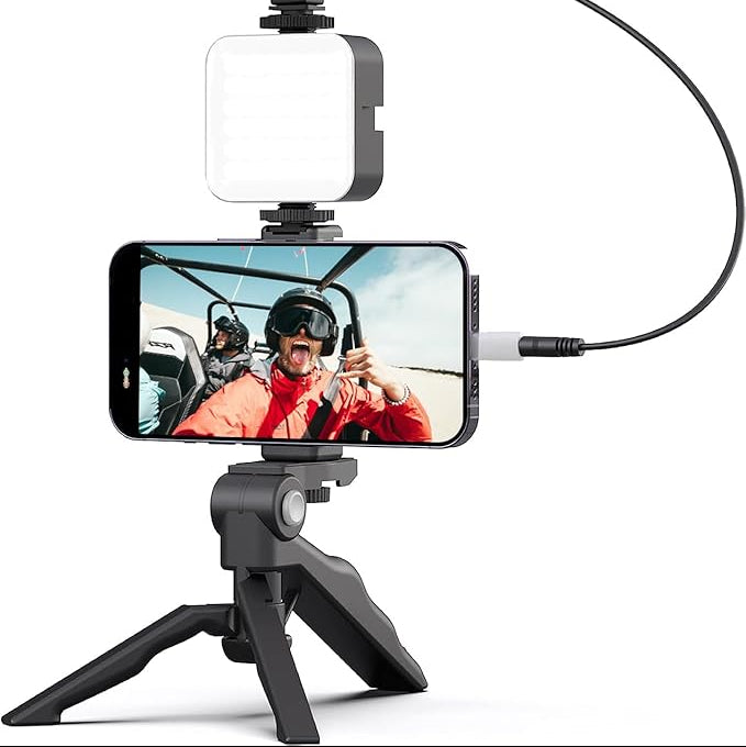 Kit Video Streaming Influence Max ¡Trípode de Celular con Luz y Micrófono!