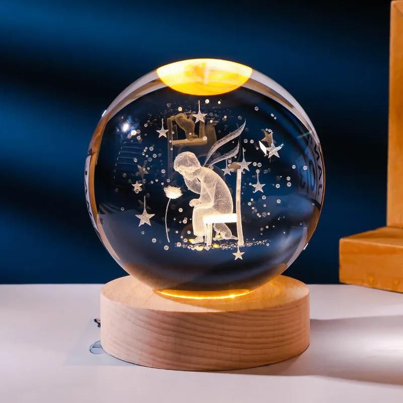 LÁMPARA 3D ESFERA DE CRISTAL
