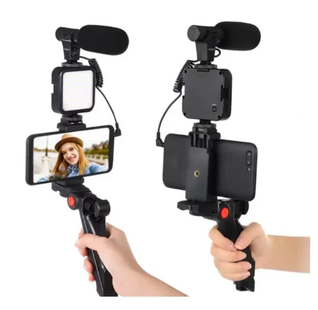 Kit Video Streaming Influence Max ¡Trípode de Celular con Luz y Micrófono!
