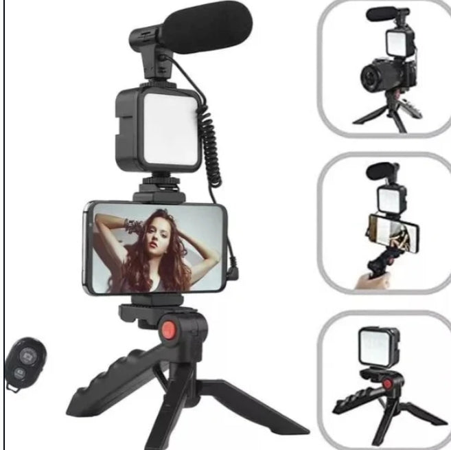 Kit Video Streaming Influence Max ¡Trípode de Celular con Luz y Micrófono!