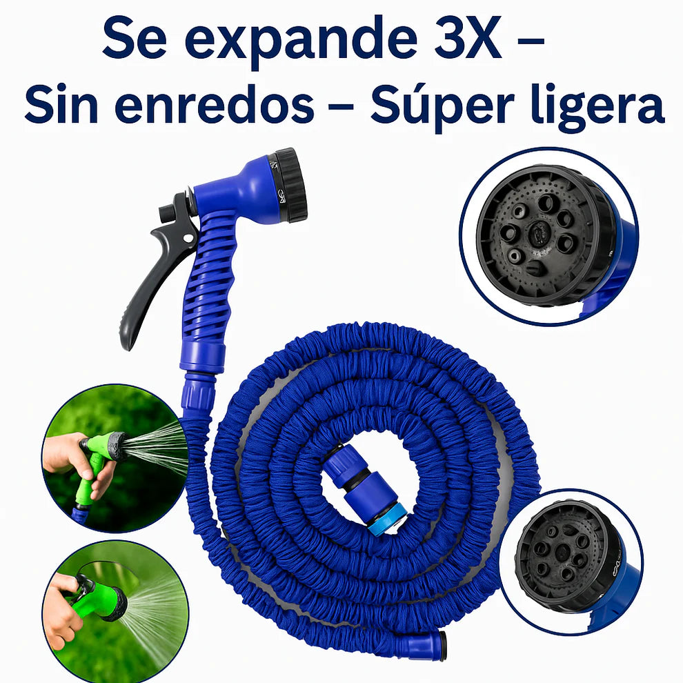 Manguera expandible hasta 22.5 metros + Pistola de Riego