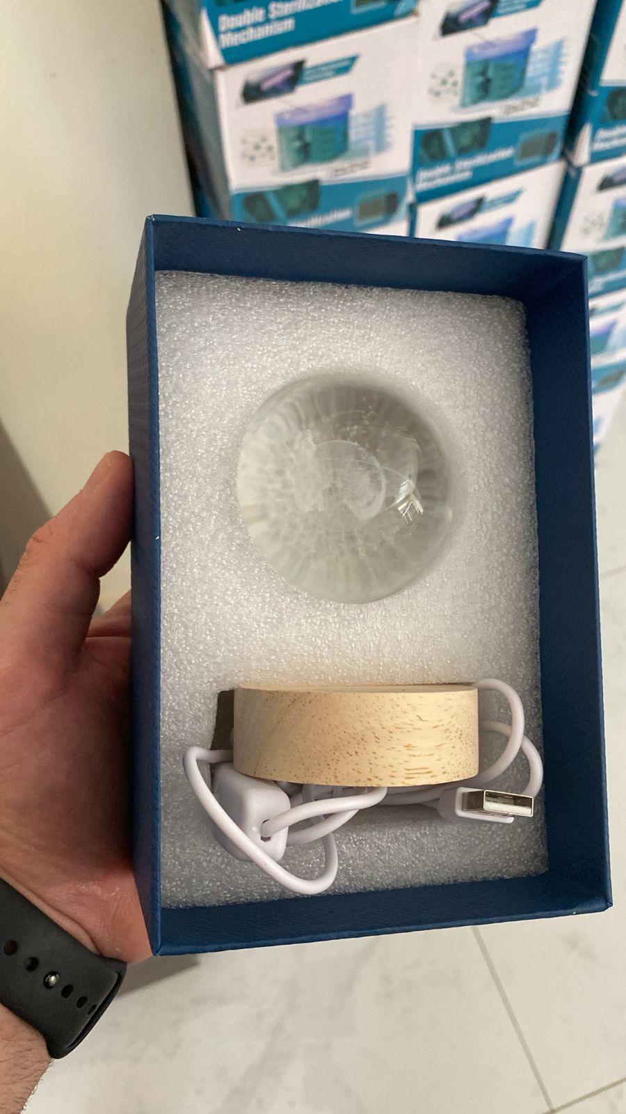 LÁMPARA 3D ESFERA DE CRISTAL