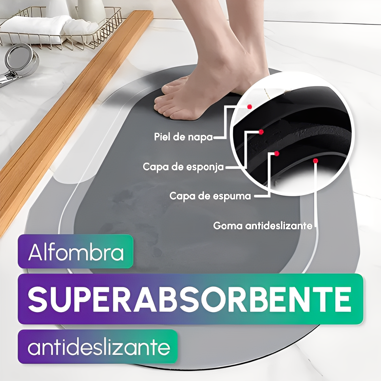 Alfombra absorbente para baño 🛁