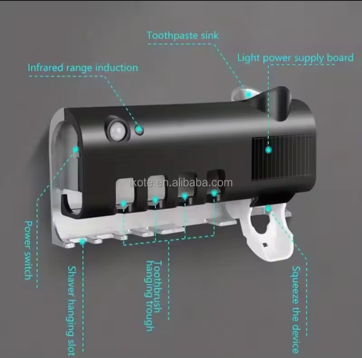 Organizador de Cepillos + Dispensador + Esterilizador UV