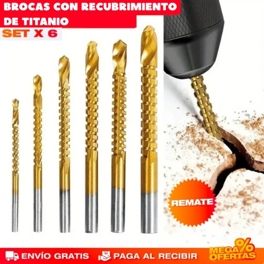 SET X 6 BROCAS FRESADORAS DE CORTE MULTIFUNCIÓN