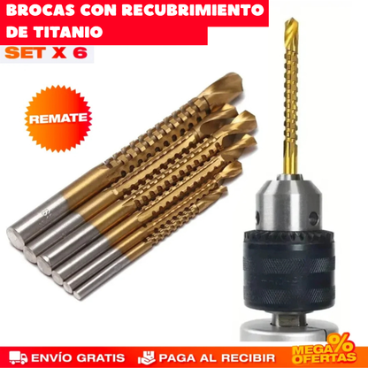 SET X 6 BROCAS FRESADORAS DE CORTE MULTIFUNCIÓN