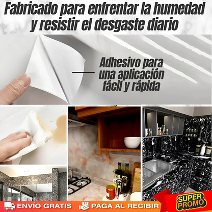 Papel Autoadhesivo Símil Mármol 5M Largo x 60 CM Ancho