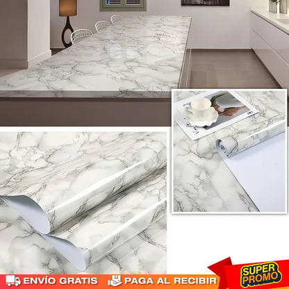 Papel Autoadhesivo Símil Mármol 5M Largo x 60 CM Ancho