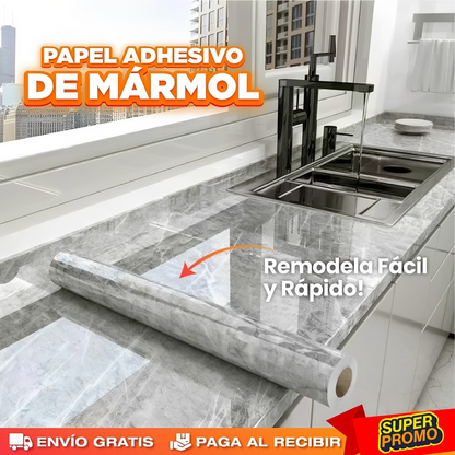 Papel Autoadhesivo Símil Mármol 5M Largo x 60 CM Ancho