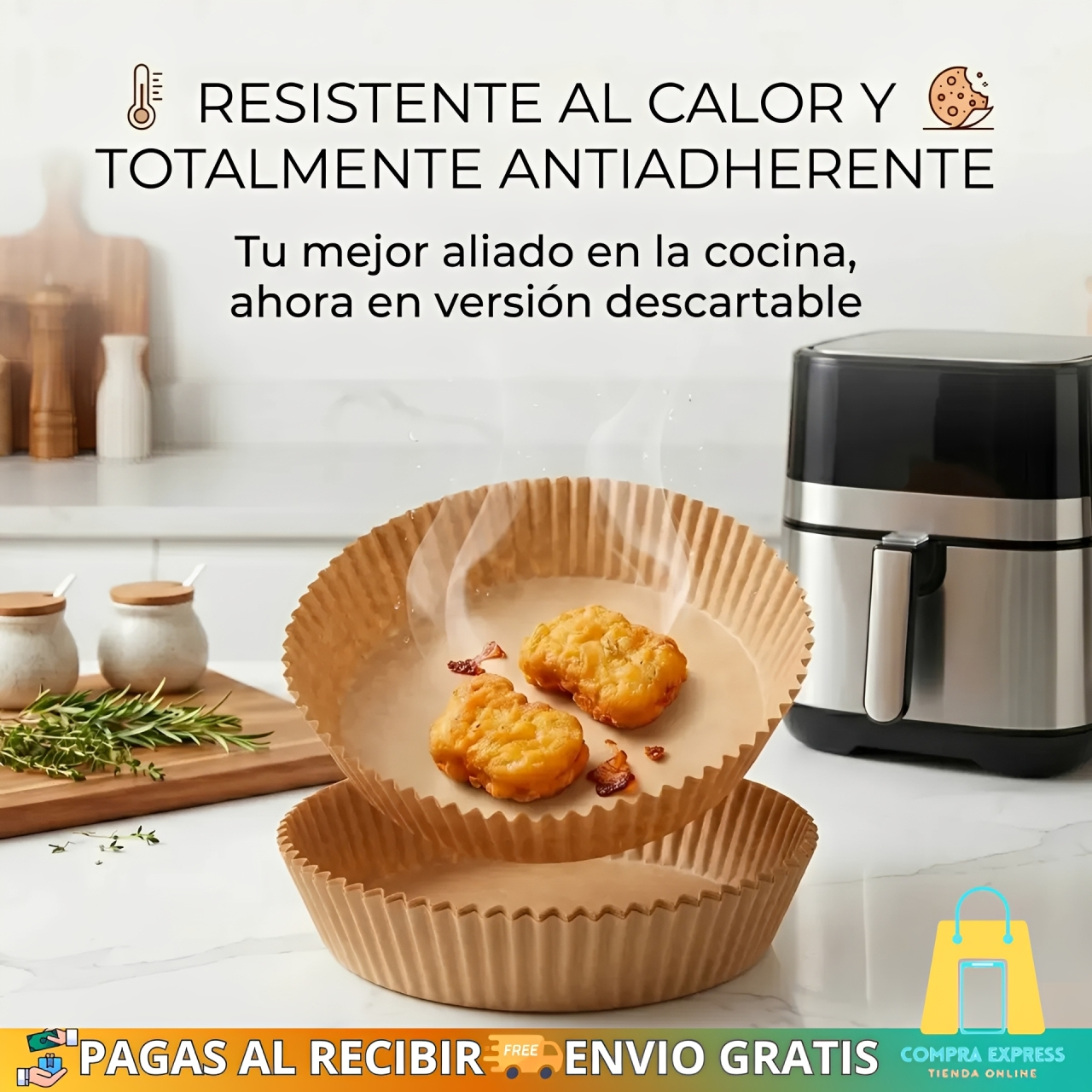 🍟 Papel para Airfryer – Paquete de 50 Unidades 🍗