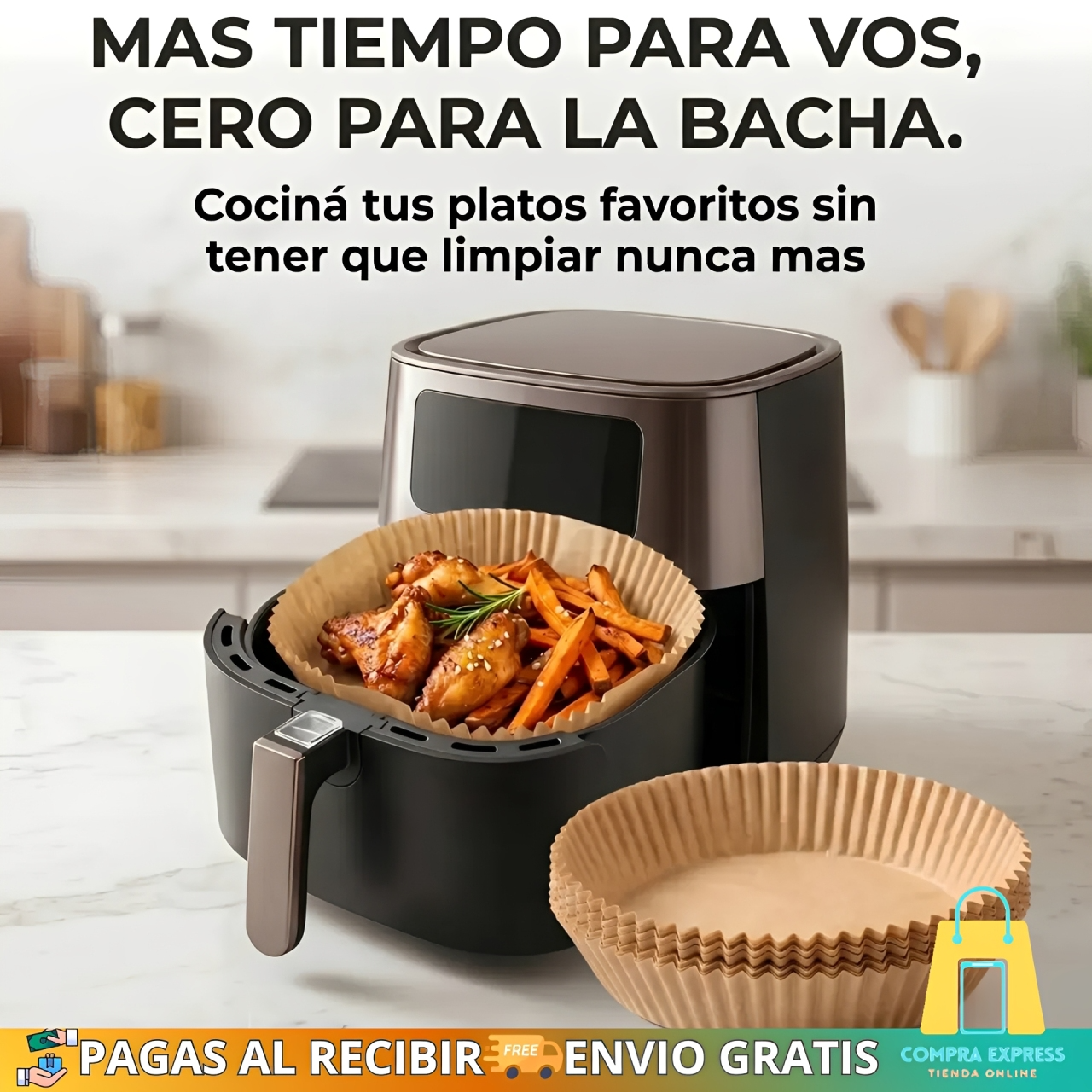 🍟 Papel para Airfryer – Paquete de 50 Unidades 🍗