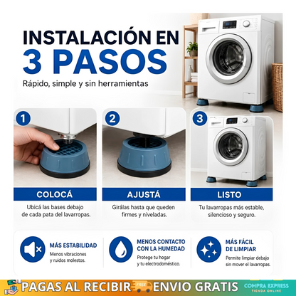 🤩Pack X4 Almohadillas Antivibración Para Lavarropa 🫧