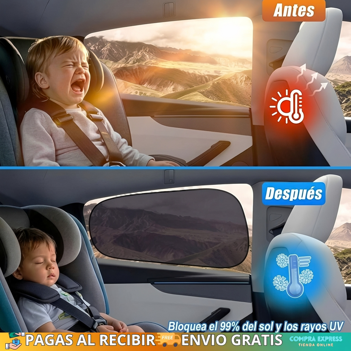 😥Protector Solar Lateral Para Auto🚗 (Set completo de 4 piezas)