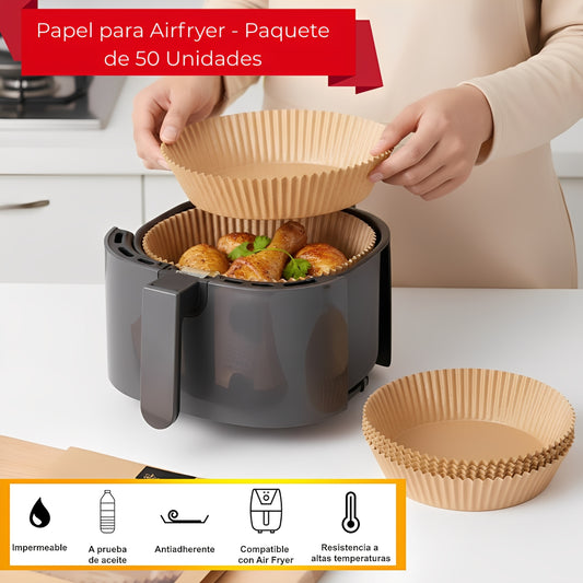 🍟 Papel para Airfryer – Paquete de 50 Unidades 🍗