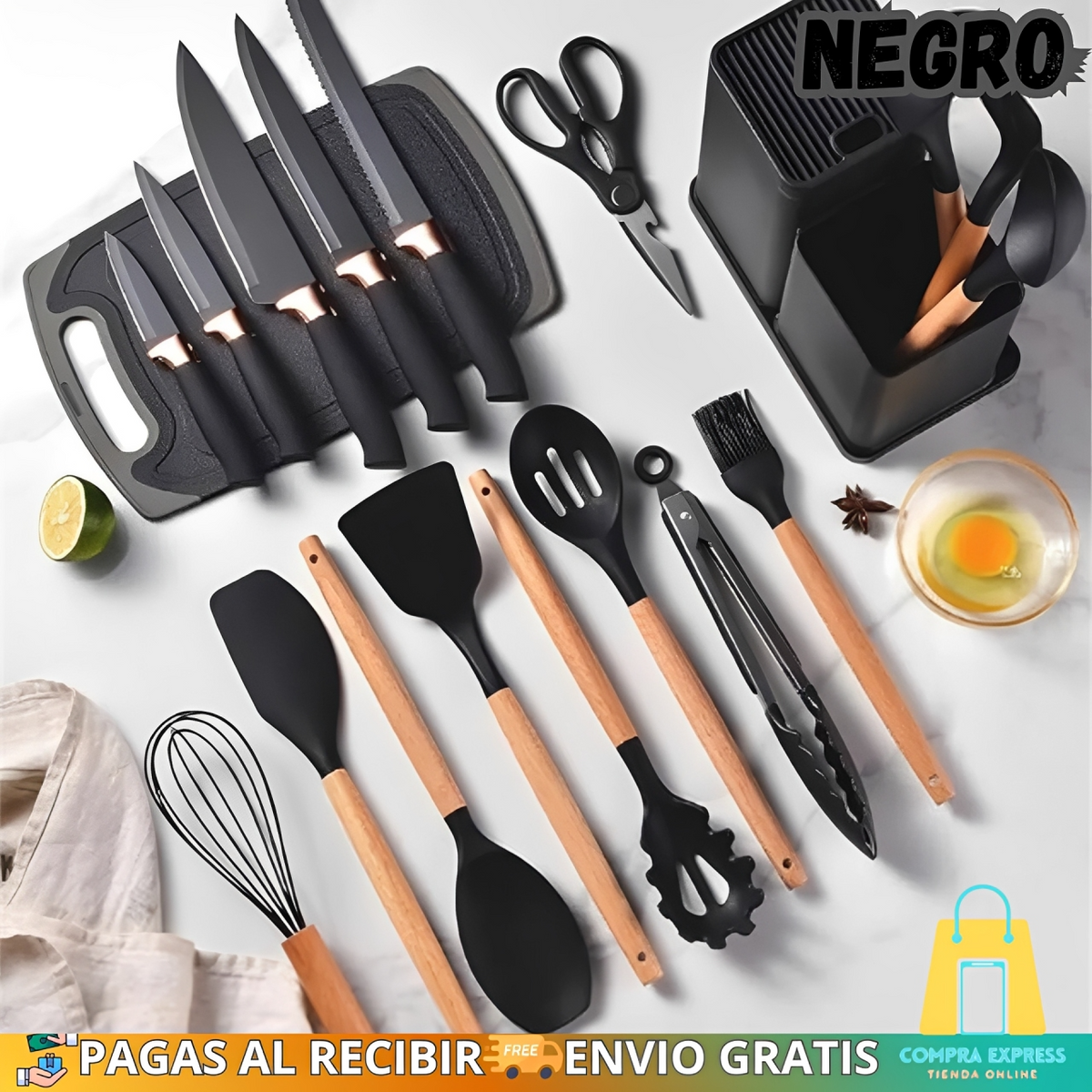 👩🏼‍🍳SetMaster™ - Juego de Utensilios de Cocina – 19 Piezas🥰
