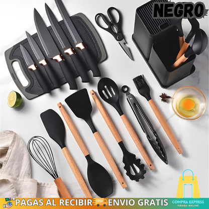 👩🏼‍🍳SetMaster™ - Juego de Utensilios de Cocina – 19 Piezas🥰